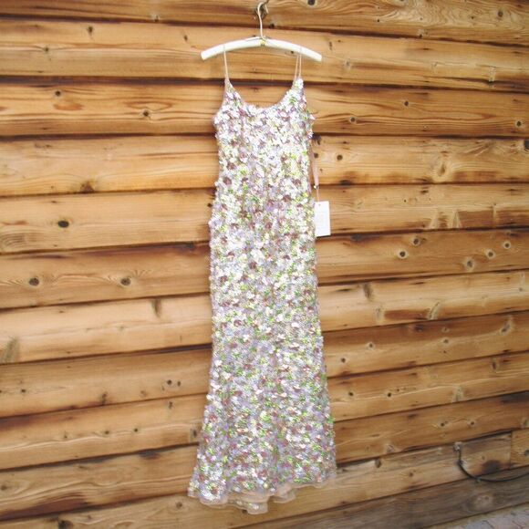 MAC DUGGAL 6153 Multicolor Sleeveless Floral Paillette Embellished Mesh Gown - Picture 7 of 14